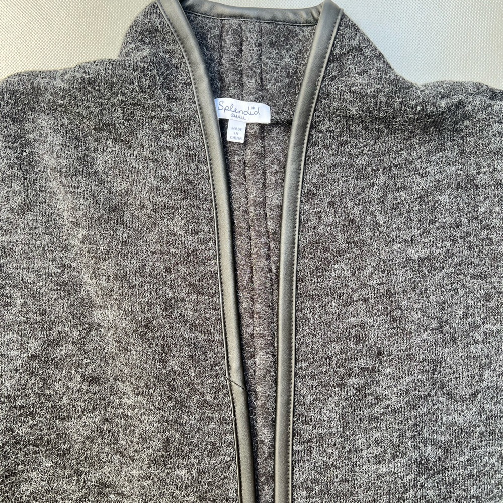 Splendid Faux Leather Trim Cardigan - Picture 6 of 7